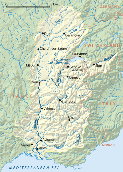 Sungai Rhone melalui Swiss dan Francis